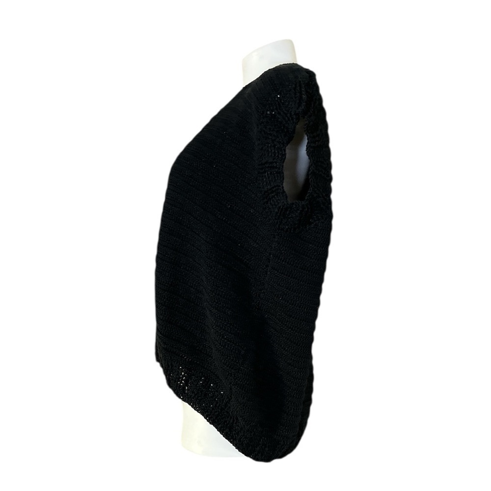 Vintage Black Crochet Knit Button-Up Top Women’s Size M Cotton Layering Piece - Picture 4 of 11